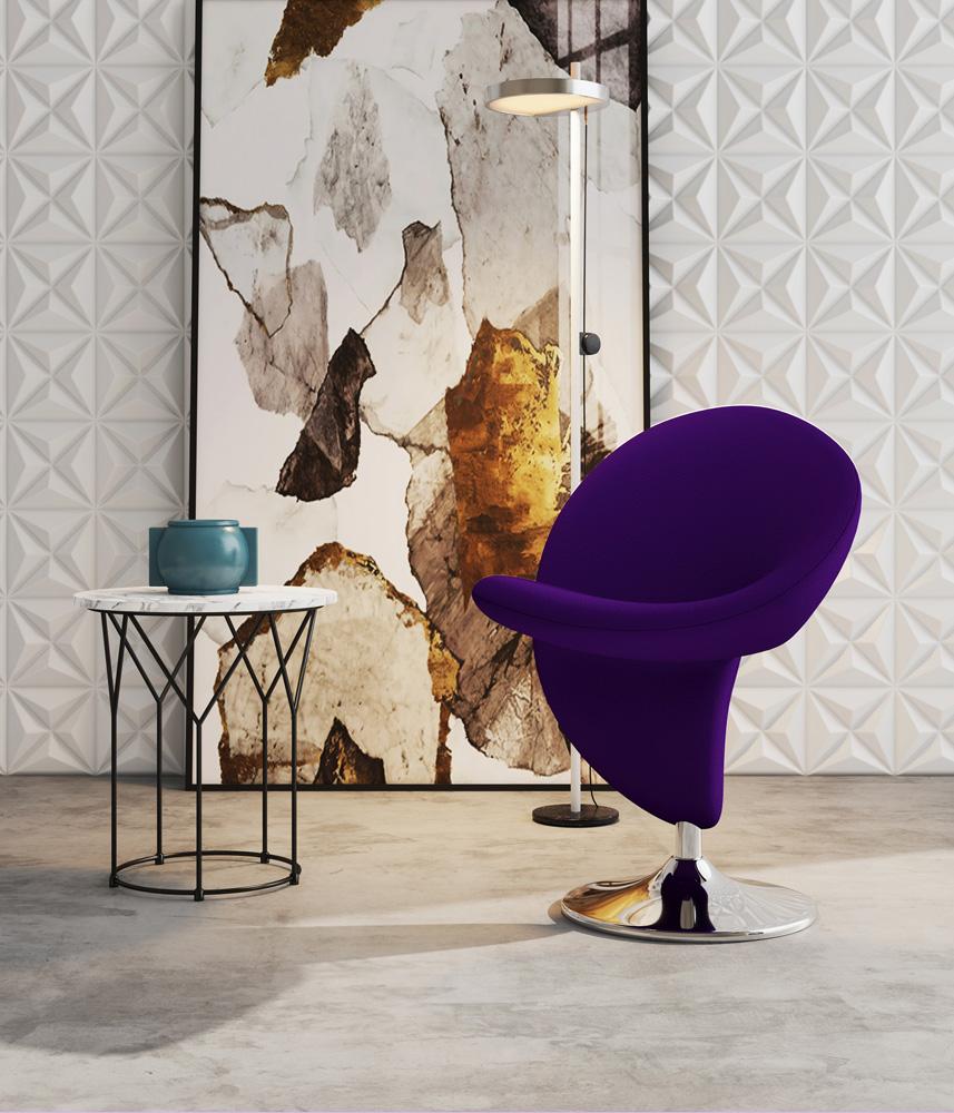 Manhattan Comfort - Curl Wool Blend Accent Chair with Metal Legs in Purple and Polished Chrome - AC040-EP veiw 5