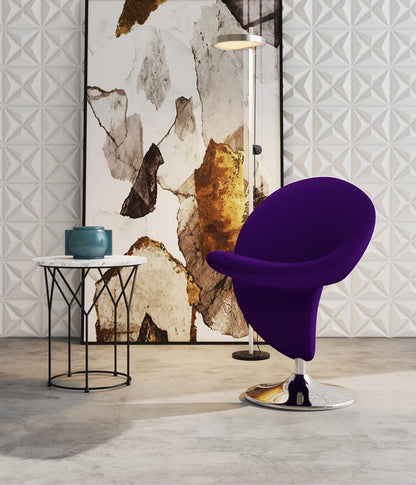 Manhattan Comfort - Curl Wool Blend Accent Chair with Metal Legs in Purple and Polished Chrome - AC040-EP veiw 5