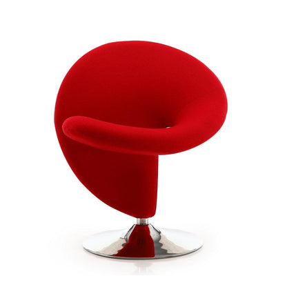 Manhattan Comfort - Curl Wool Blend Accent Chair with Metal Legs in Red and Polished Chrome - AC040-RD veiw 1