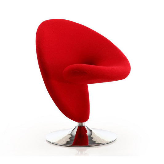 Manhattan Comfort - Curl Wool Blend Accent Chair with Metal Legs in Red and Polished Chrome - AC040-RD veiw 2