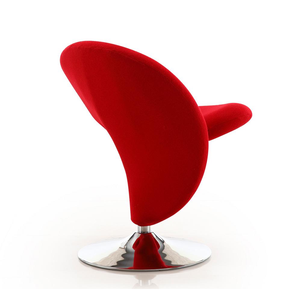 Manhattan Comfort - Curl Wool Blend Accent Chair with Metal Legs in Red and Polished Chrome - AC040-RD veiw 3
