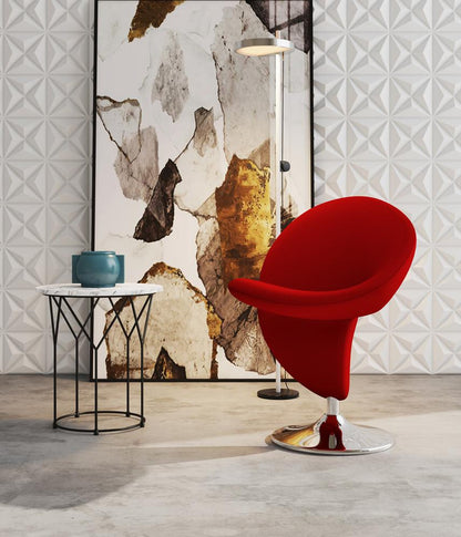 Manhattan Comfort - Curl Wool Blend Accent Chair with Metal Legs in Red and Polished Chrome - AC040-RD veiw 4
