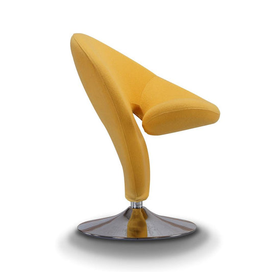 Manhattan Comfort - Curl Wool Blend Accent Chair with Metal Legs in Yellow and Polished Chrome - AC040-YL veiw 2