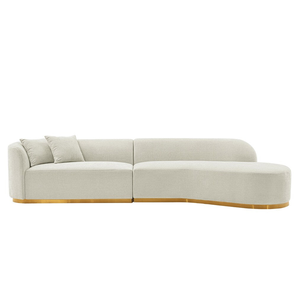 Manhattan Comfort - Daria Chenille Sofa with Metal Legs in Ivory - SF012-IV veiw 1