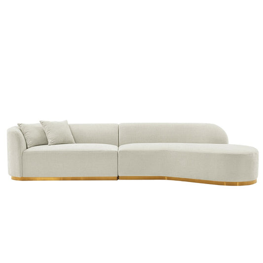 Manhattan Comfort - Daria Chenille Sofa with Metal Legs in Ivory - SF012-IV veiw 1