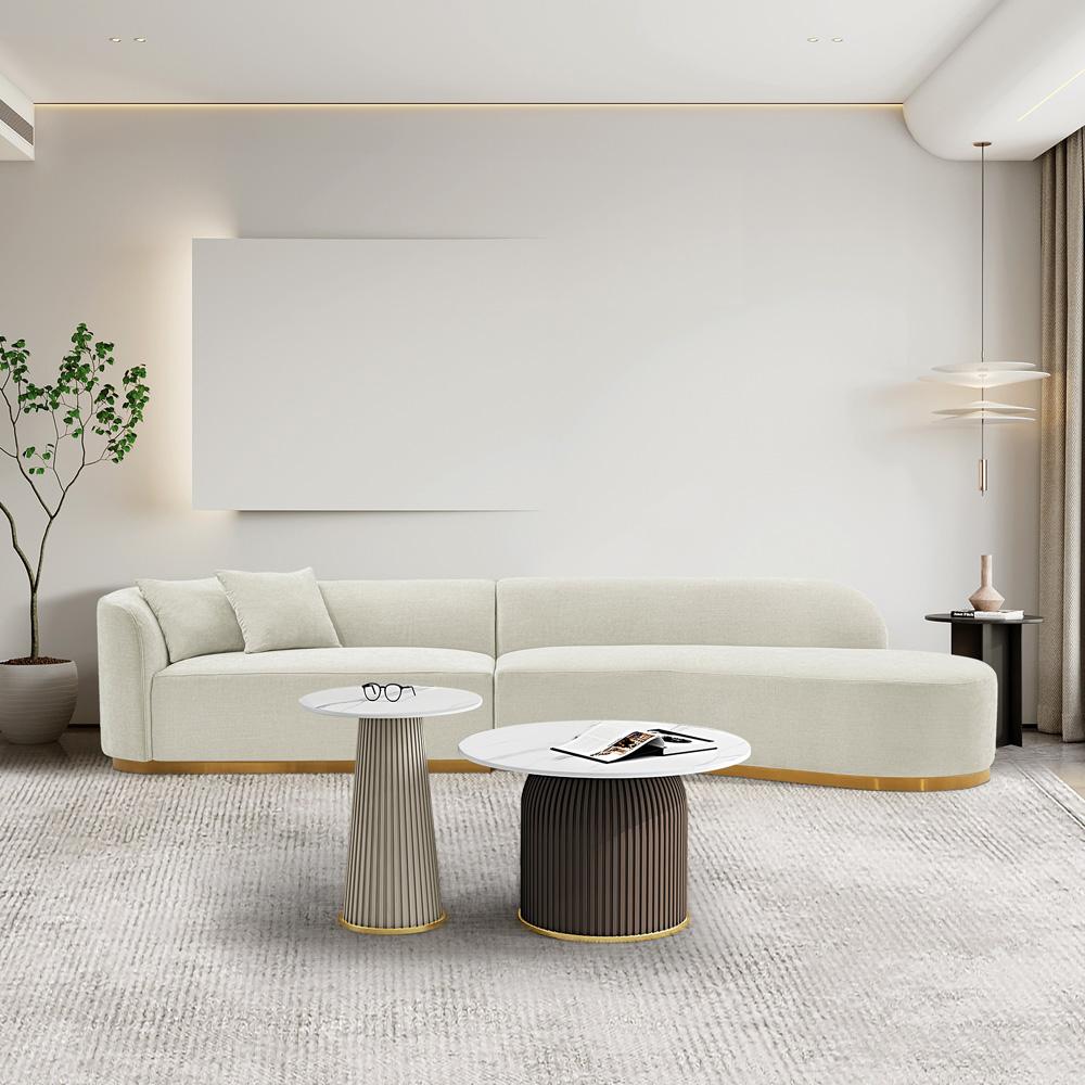 Manhattan Comfort - Daria Chenille Sofa with Metal Legs in Ivory - SF012-IV veiw 9