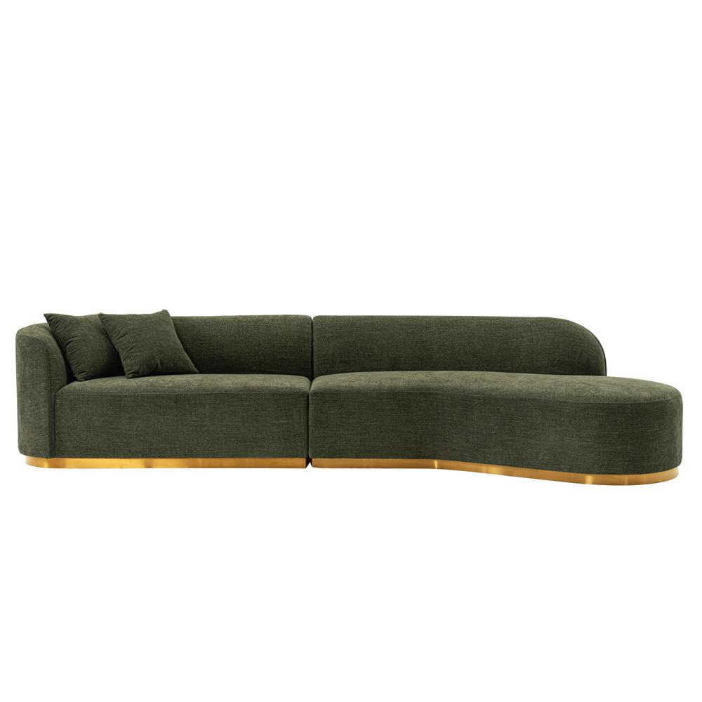 Manhattan Comfort - Daria Chenille Sofa with Metal Legs in Olive Green - SF012-OG veiw 1