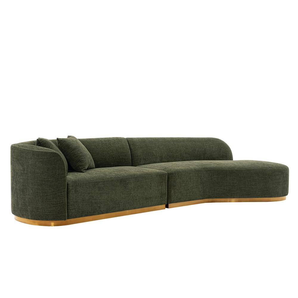 Manhattan Comfort - Daria Chenille Sofa with Metal Legs in Olive Green - SF012-OG veiw 2