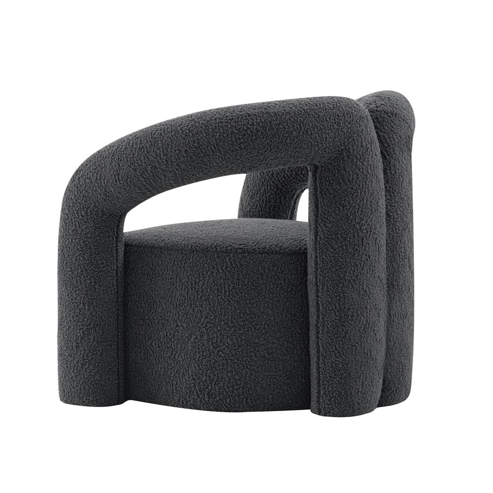 Manhattan Comfort - Darian Boucle Accent Chair with Pine Wood Legs in Black - Set of 2 - 2-AC061-BK veiw 3