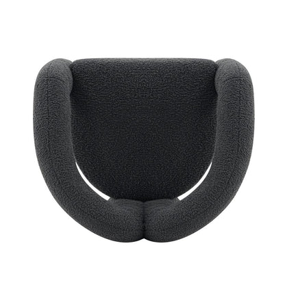 Manhattan Comfort - Darian Boucle Accent Chair with Pine Wood Legs in Black - Set of 2 - 2-AC061-BK veiw 4