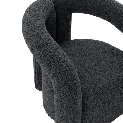 Manhattan Comfort - Darian Boucle Accent Chair with Pine Wood Legs in Black - Set of 2 - 2-AC061-BK veiw 5