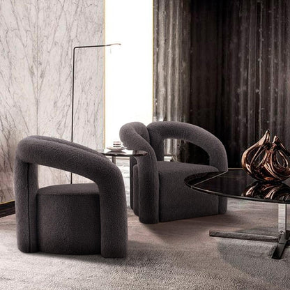 Manhattan Comfort - Darian Boucle Accent Chair with Pine Wood Legs in Black - Set of 2 - 2-AC061-BK veiw 7