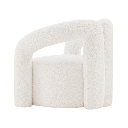 Manhattan Comfort - Darian Boucle Accent Chair with Pine Wood Legs in Cream - Set of 2 - 2-AC061-CR veiw 3