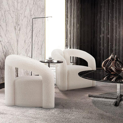 Manhattan Comfort - Darian Boucle Accent Chair with Pine Wood Legs in Cream - Set of 2 - 2-AC061-CR veiw 7
