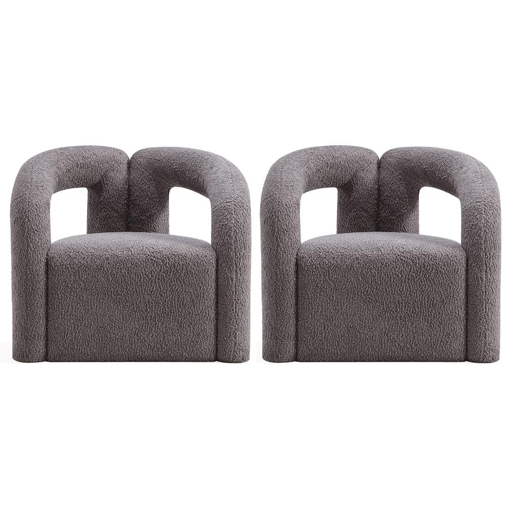 Manhattan Comfort - Darian Boucle Accent Chair with Pine Wood Legs in Grey - Set of 2 - 2-AC061-GY veiw 1