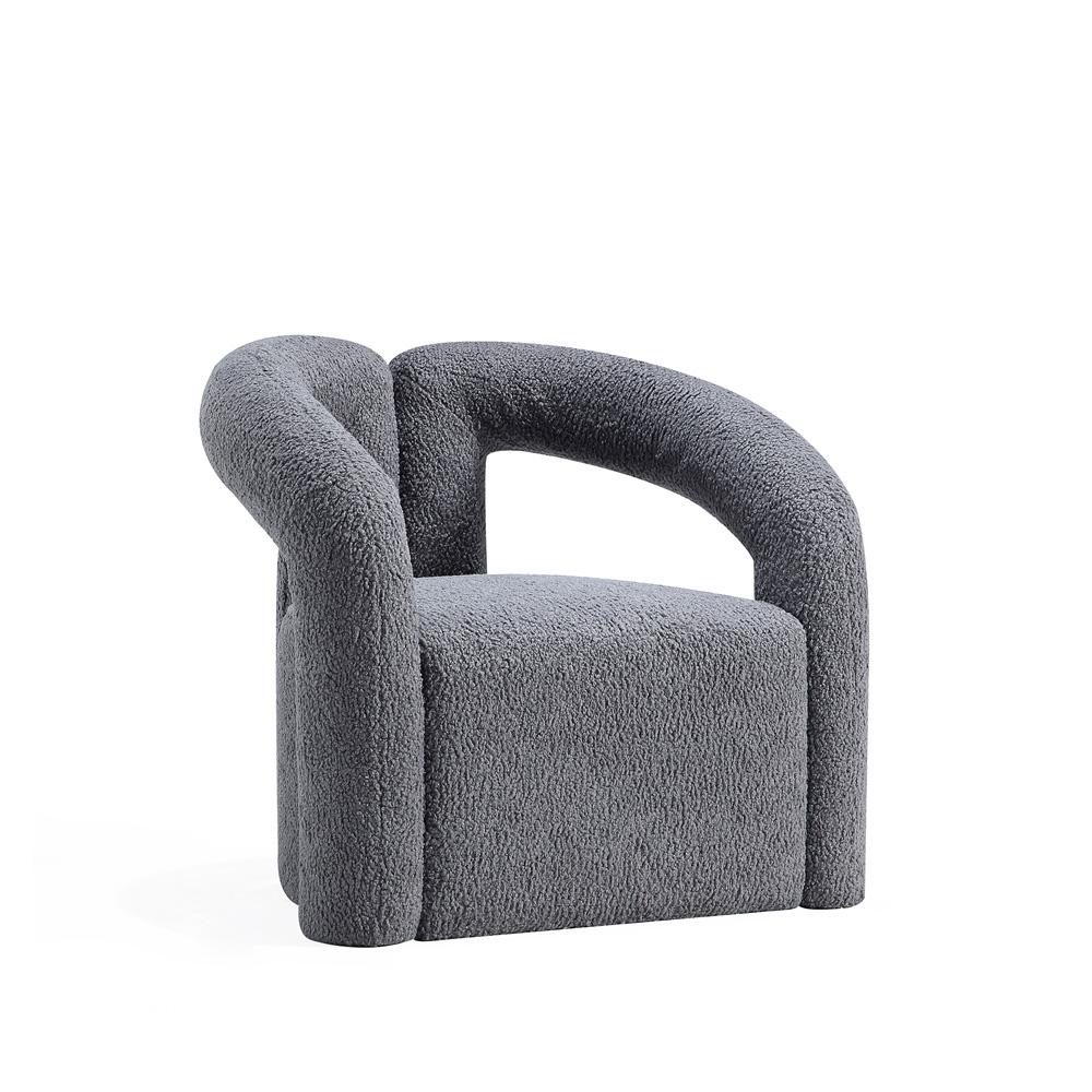Manhattan Comfort - Darian Boucle Accent Chair with Pine Wood Legs in Grey - Set of 2 - 2-AC061-GY veiw 2