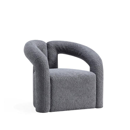 Manhattan Comfort - Darian Boucle Accent Chair with Pine Wood Legs in Grey - Set of 2 - 2-AC061-GY veiw 2