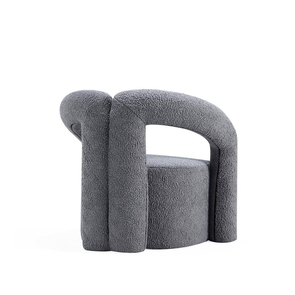 Manhattan Comfort - Darian Boucle Accent Chair with Pine Wood Legs in Grey - Set of 2 - 2-AC061-GY veiw 3