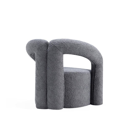 Manhattan Comfort - Darian Boucle Accent Chair with Pine Wood Legs in Grey - Set of 2 - 2-AC061-GY veiw 3