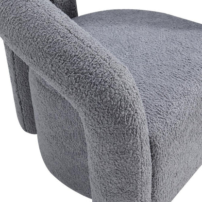 Manhattan Comfort - Darian Boucle Accent Chair with Pine Wood Legs in Grey - Set of 2 - 2-AC061-GY veiw 5