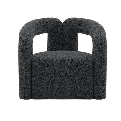 Manhattan Comfort - Darian Boucle Accent Chair with Pine Wood Legs in Black - AC061-BK veiw 1