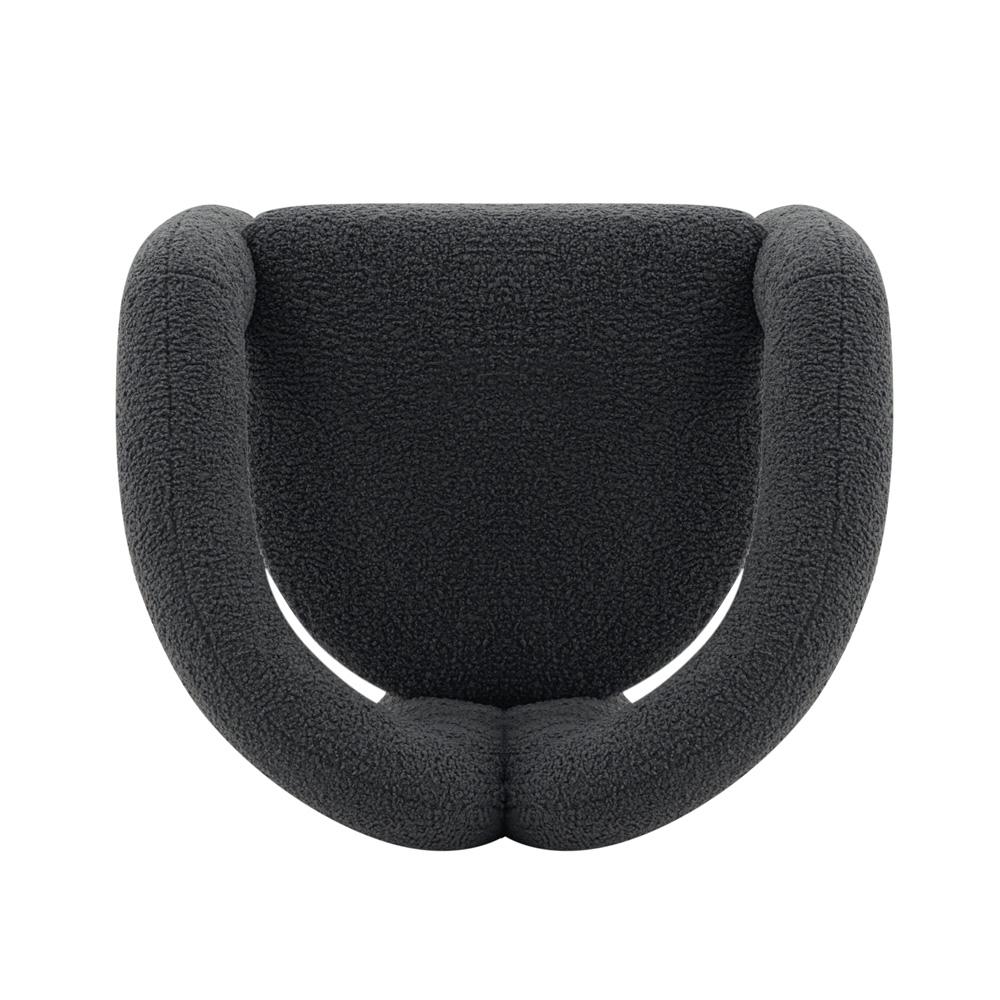 Manhattan Comfort - Darian Boucle Accent Chair with Pine Wood Legs in Black - AC061-BK veiw 4