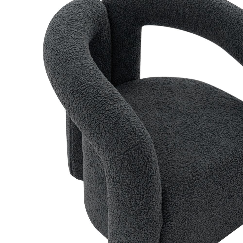 Manhattan Comfort - Darian Boucle Accent Chair with Pine Wood Legs in Black - AC061-BK veiw 5