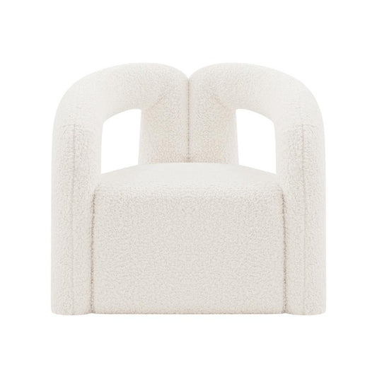 Manhattan Comfort - Darian Boucle Accent Chair with Pine Wood Legs in Cream - AC061-CR veiw 1