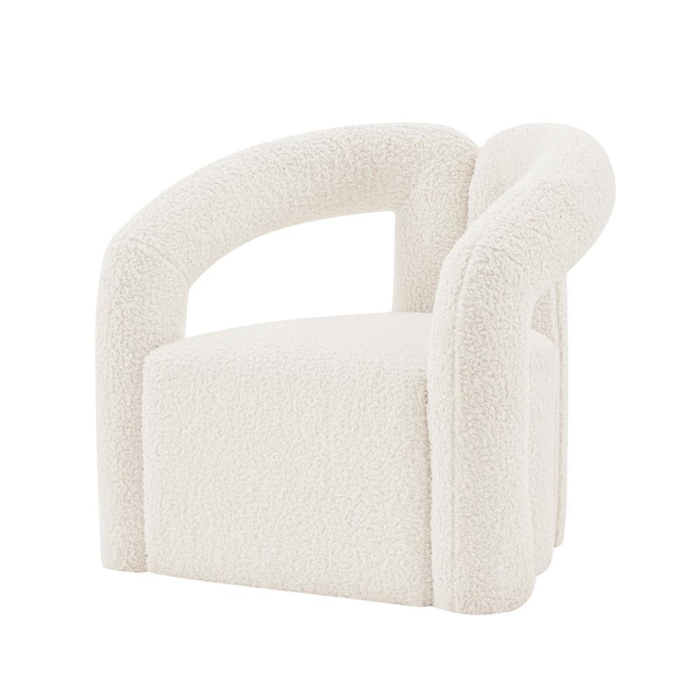 Manhattan Comfort - Darian Boucle Accent Chair with Pine Wood Legs in Cream - AC061-CR veiw 2