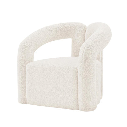 Manhattan Comfort - Darian Boucle Accent Chair with Pine Wood Legs in Cream - AC061-CR veiw 2