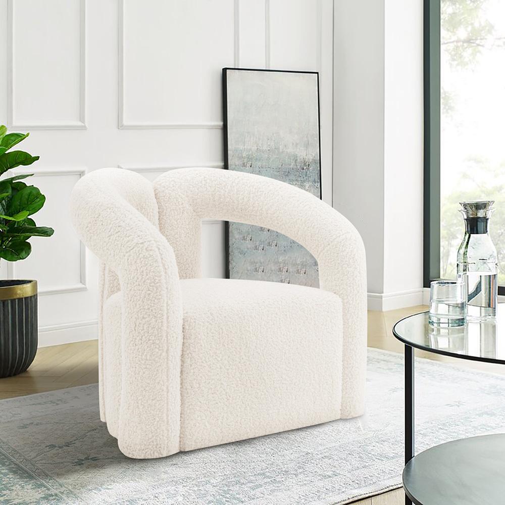Manhattan Comfort - Darian Boucle Accent Chair with Pine Wood Legs in Cream - AC061-CR veiw 7