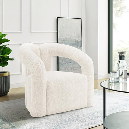 Manhattan Comfort - Darian Boucle Accent Chair with Pine Wood Legs in Cream - AC061-CR veiw 7
