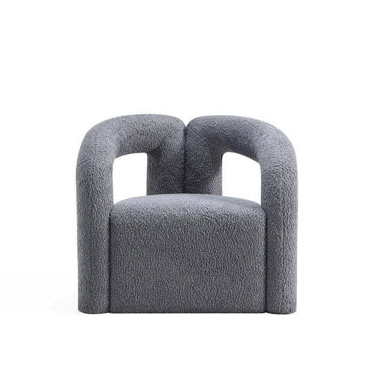 Manhattan Comfort - Darian Boucle Accent Chair with Pine Wood Legs in Grey - AC061-GY veiw 1