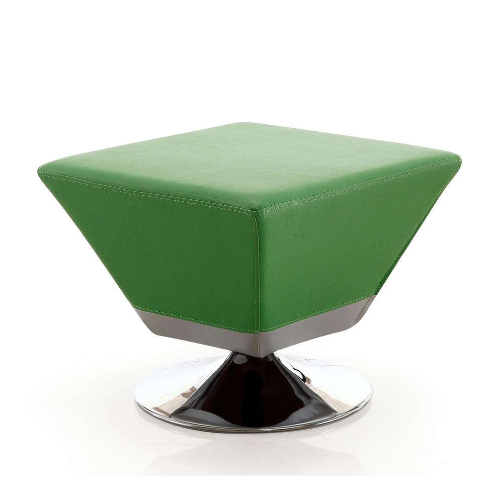 Manhattan Comfort - Diamond Faux Leather Ottoman with Metal Legs in Green and Polished Chrome - OT002-GR veiw 1