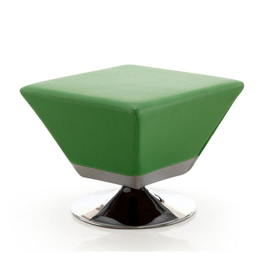 Manhattan Comfort - Diamond Faux Leather Ottoman with Metal Legs in Green and Polished Chrome - OT002-GR veiw 1
