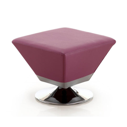 Manhattan Comfort - Diamond Faux Leather Ottoman with Metal Legs in Purple and Polished Chrome - OT002-PL veiw 1