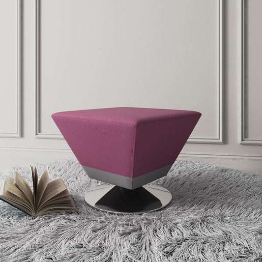 Manhattan Comfort - Diamond Faux Leather Ottoman with Metal Legs in Purple and Polished Chrome - OT002-PL veiw 2