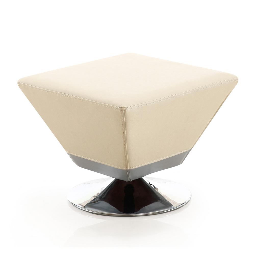 Manhattan Comfort - Diamond Faux Leather Ottoman with Metal Legs in Tan and Polished Chrome - OT002-TN veiw 1