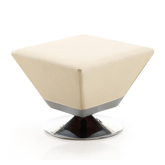Manhattan Comfort - Diamond Faux Leather Ottoman with Metal Legs in Tan and Polished Chrome - OT002-TN veiw 1