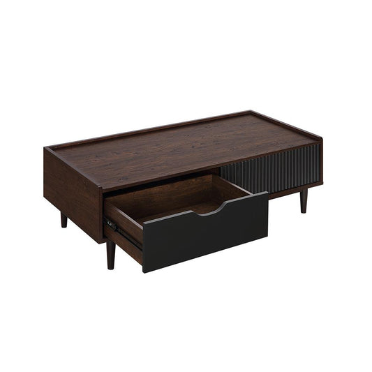 Manhattan Comfort - 2-Piece Duane End Table and Coffee Table with 2 Coffee Table - Full Extension, Nightstand - Full Extension Drawers in Dark Brown and Black - 2-NC-12GLF-BK veiw 2