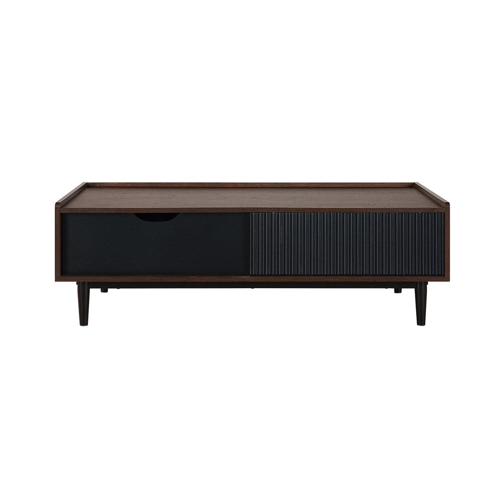 Manhattan Comfort - Duane Coffee Table with 1 Full Extension Drawers in Dark Brown and Black - CT-11GLF-BK veiw 1