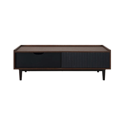 Manhattan Comfort - Duane Coffee Table with 1 Full Extension Drawers in Dark Brown and Black - CT-11GLF-BK veiw 1