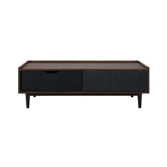 Manhattan Comfort - Duane Coffee Table with 1 Full Extension Drawers in Dark Brown and Black - CT-11GLF-BK veiw 1