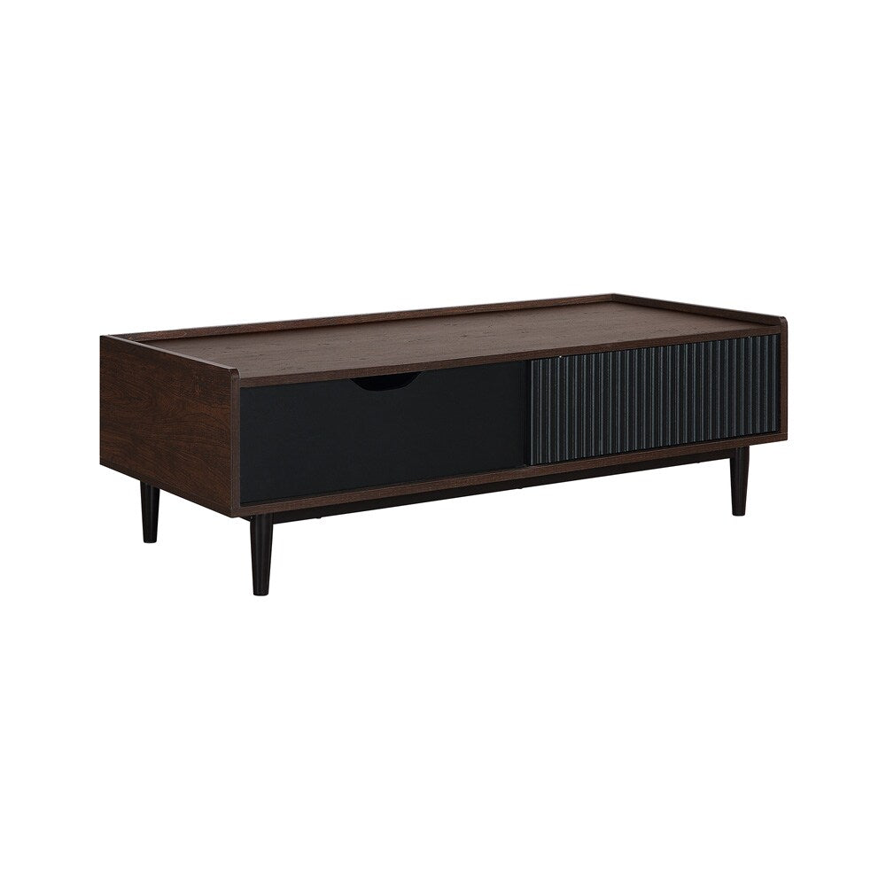 Manhattan Comfort - Duane Coffee Table with 1 Full Extension Drawers in Dark Brown and Black - CT-11GLF-BK veiw 2