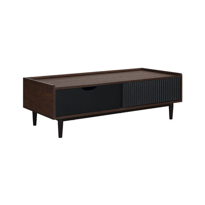 Manhattan Comfort - Duane Coffee Table with 1 Full Extension Drawers in Dark Brown and Black - CT-11GLF-BK veiw 2