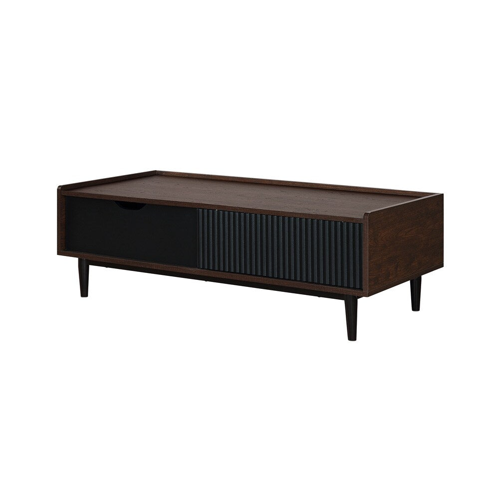 Manhattan Comfort - Duane Coffee Table with 1 Full Extension Drawers in Dark Brown and Black - CT-11GLF-BK veiw 3