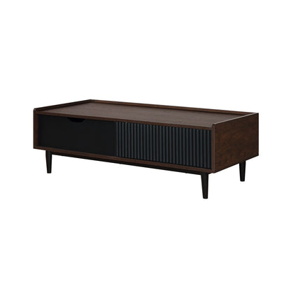 Manhattan Comfort - Duane Coffee Table with 1 Full Extension Drawers in Dark Brown and Black - CT-11GLF-BK veiw 3