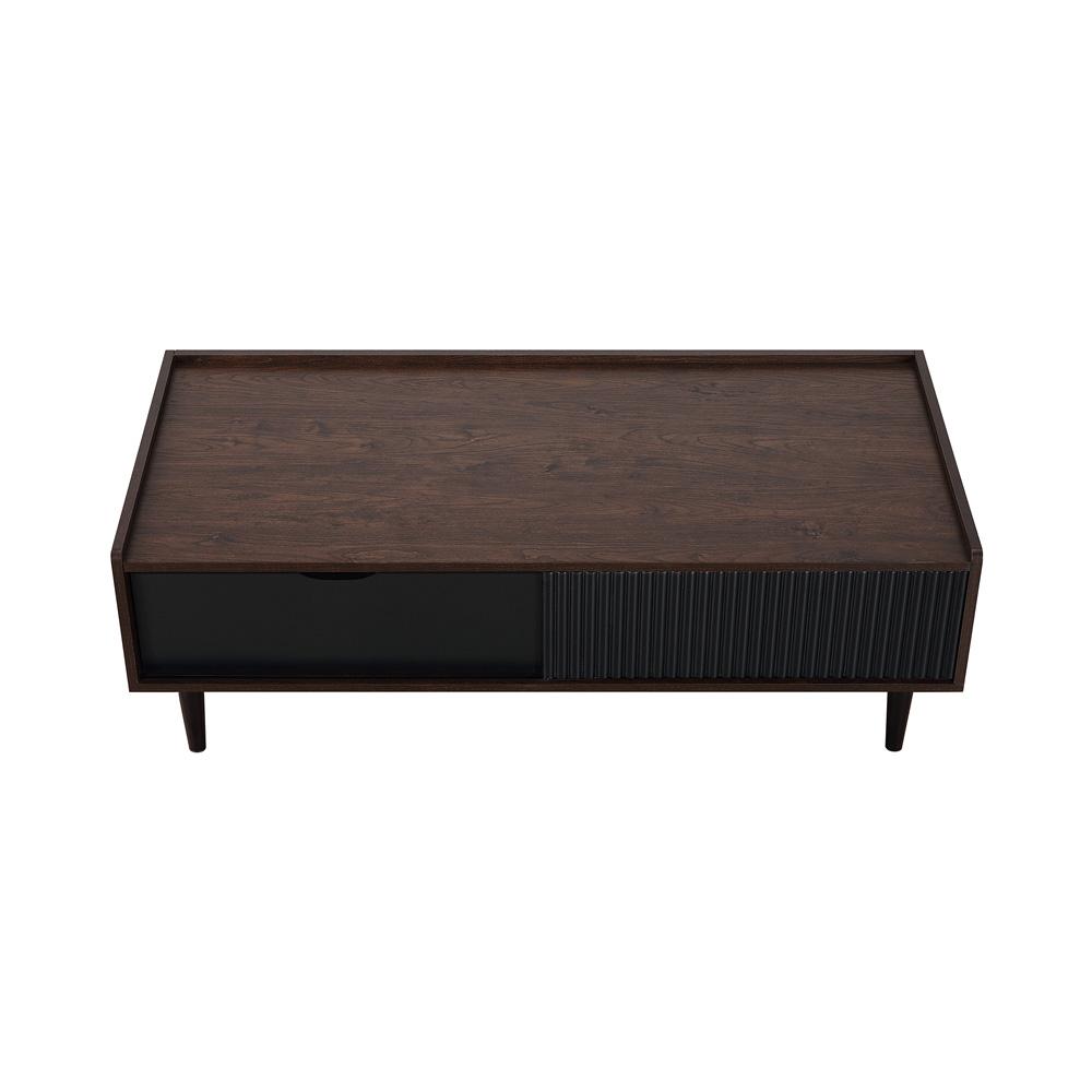 Manhattan Comfort - Duane Coffee Table with 1 Full Extension Drawers in Dark Brown and Black - CT-11GLF-BK veiw 4