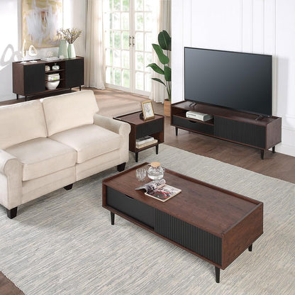 Manhattan Comfort - Duane Coffee Table with 1 Full Extension Drawers in Dark Brown and Black - CT-11GLF-BK veiw 8