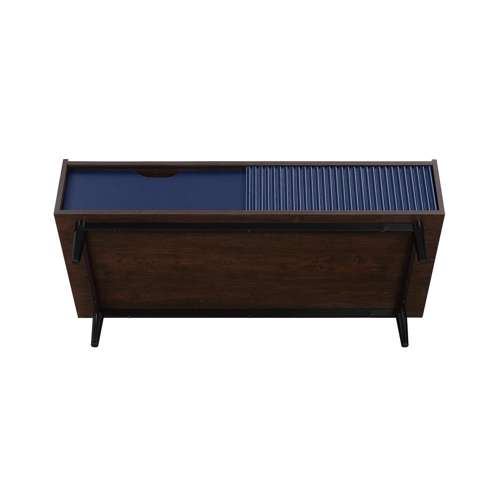 Manhattan Comfort - Duane Coffee Table with 1 Full Extension Drawers in Dark Brown and Navy Blue - CT-11GLF-NB veiw 6